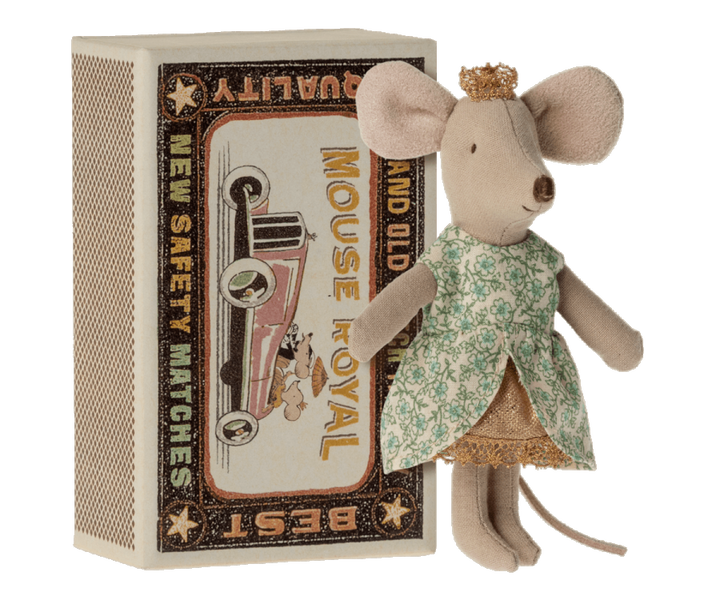 Maileg Princess mouse, Little sister in matchbox