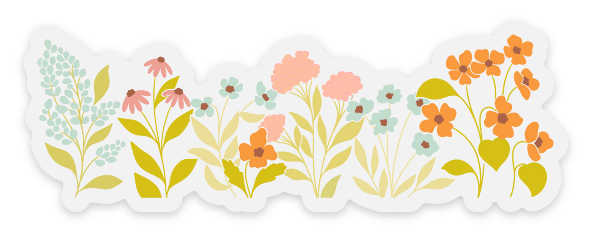Clear Flower Garden Sticker, 3.75x2in.