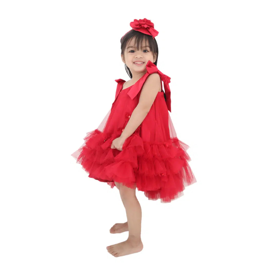 Riri Shift Dress for Child In Cherry Red