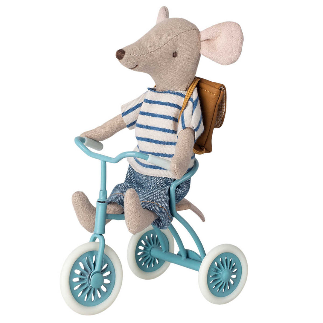 Maileg Big Brother Tricycle Mouse with Bag (Blue)
