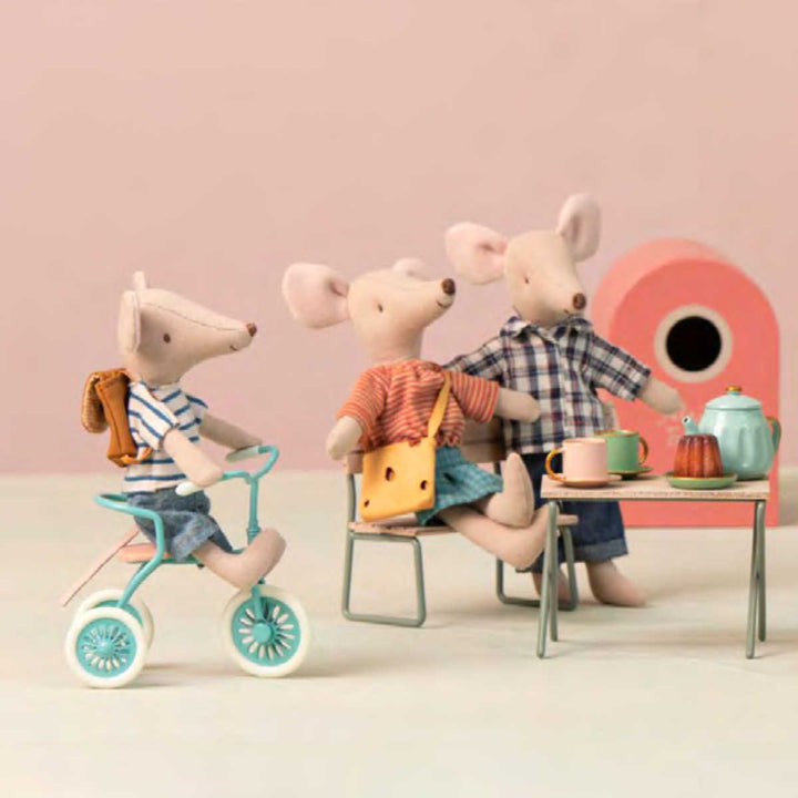 Maileg Big Brother Tricycle Mouse with Bag (Blue)