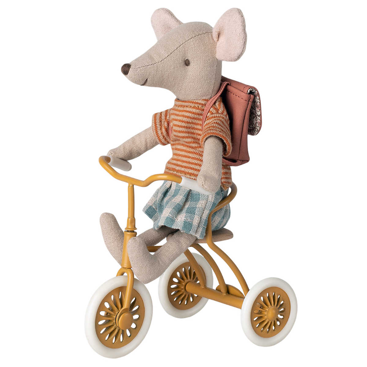 Maileg Big Sister Tricycle Mouse, Old Rose