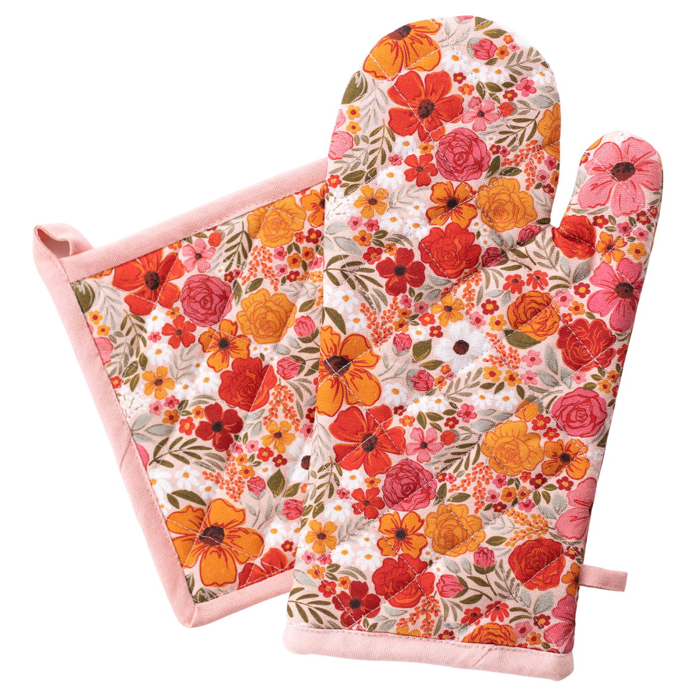 Rosewood Blooms Oven Mitt and Pot Holder Set