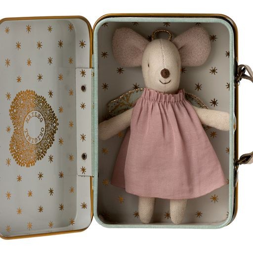 Maileg Angel mouse in suitcase