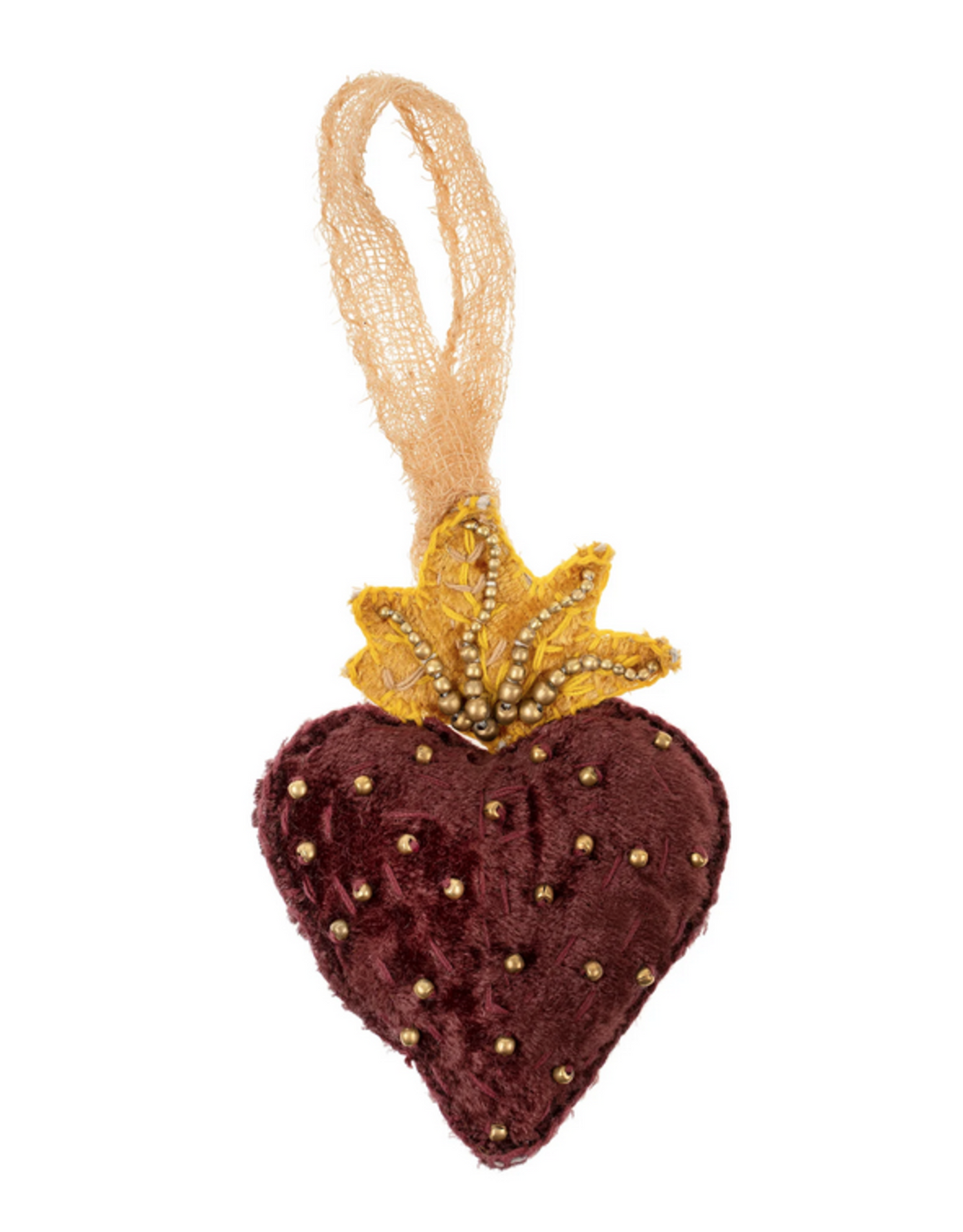 Sacred Heart Ornament, Burgundy