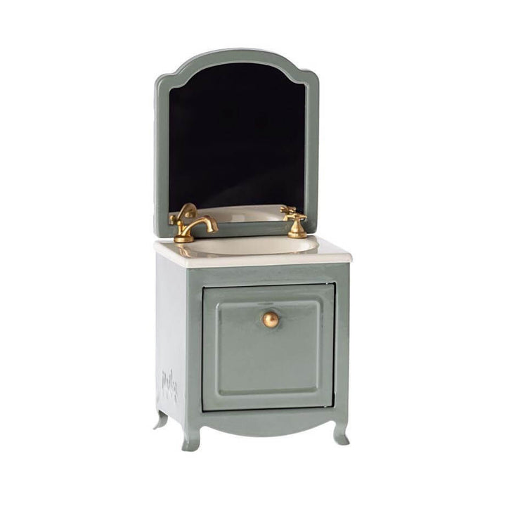 Maileg Sink dresser w. mirror, Mouse - Dark mint