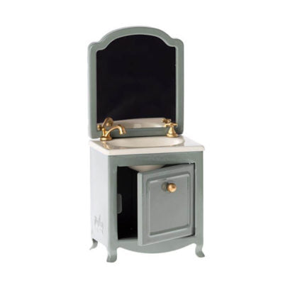 Maileg Sink dresser w. mirror, Mouse - Dark mint